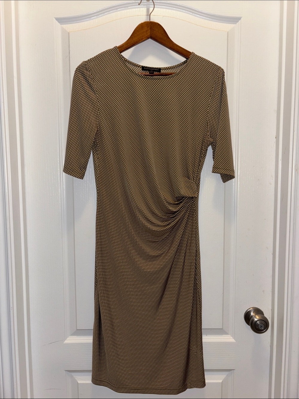 Banana Republic Brown Patterned Midi Sheath Dress Size Medium